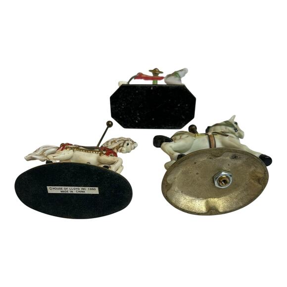 Vintage Porcelain Carousel Horses on Gold Tone Stands Mixed Lot (3) - Picture 9 of 9